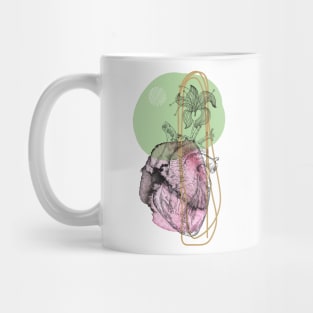 Anatomical heart, engraving drawing. Mug